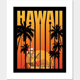 Christmas in July Santa Hawaiian Summer Surf Gift Posters and Art